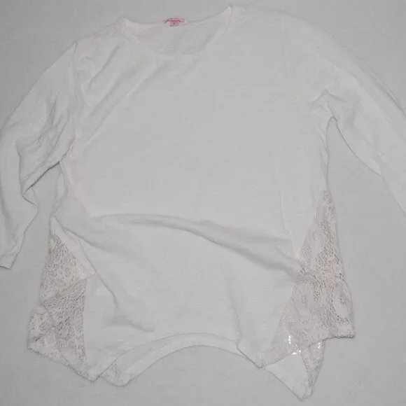 Me.n.u Girls, Juniors Size L (Bust: 33") Shirt, 3/4 Sleeve, Crochet Details - Picture 4 of 8